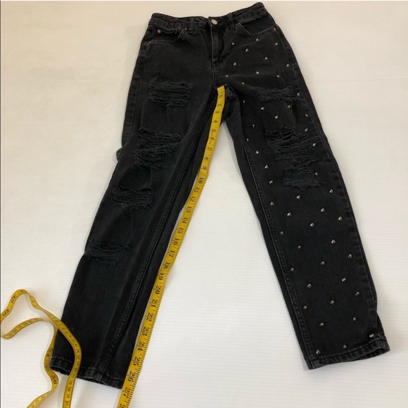 Topshop Mom High Waist Super Ripped Studded Jeans - Picture 5 of 9